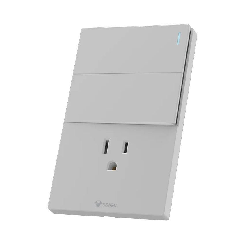 Interruptor y Tomacorriente 2 y 1 Gris Goneo