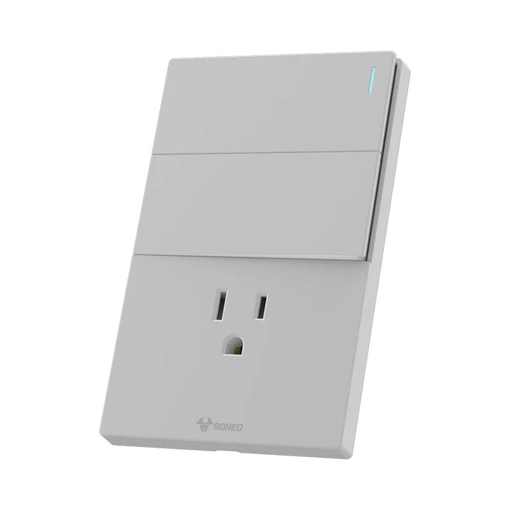 Interruptor y Tomacorriente 2 y 1 Gris Goneo