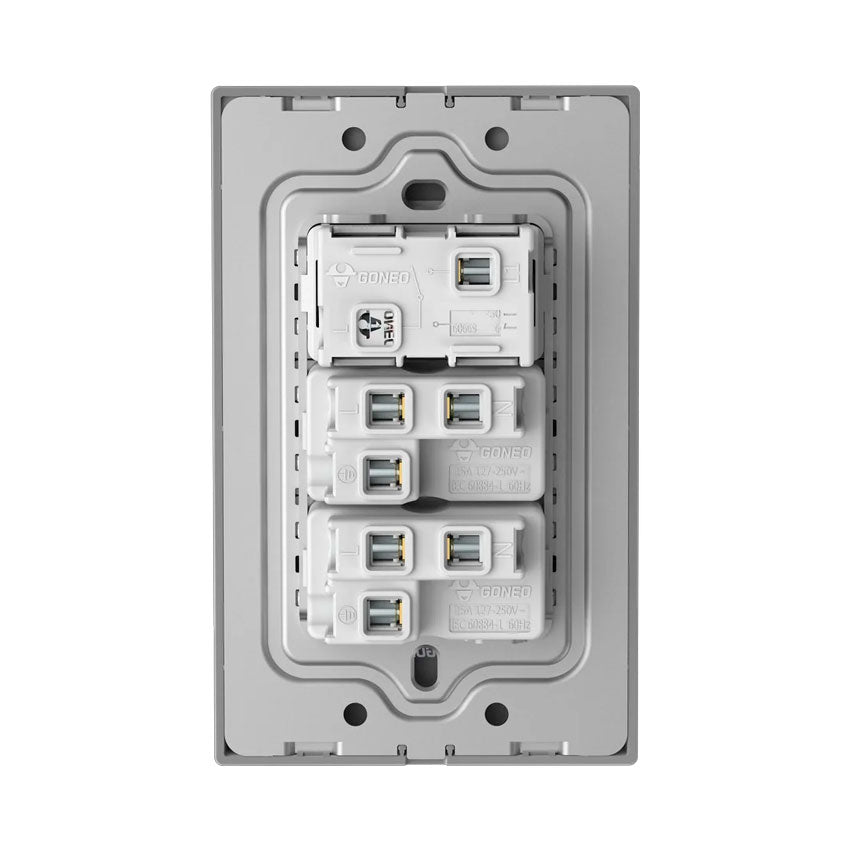 Interruptor y Tomacorriente 1 y 1 Gris Goneo