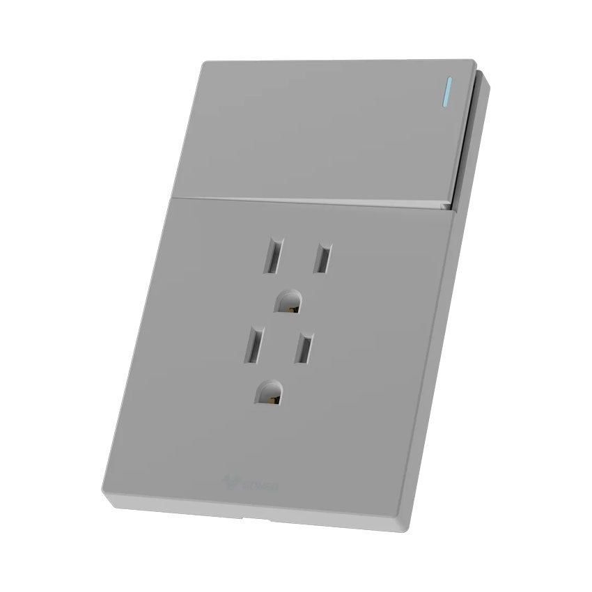 Interruptor y Tomacorriente 1 y 2 Gris Goneo