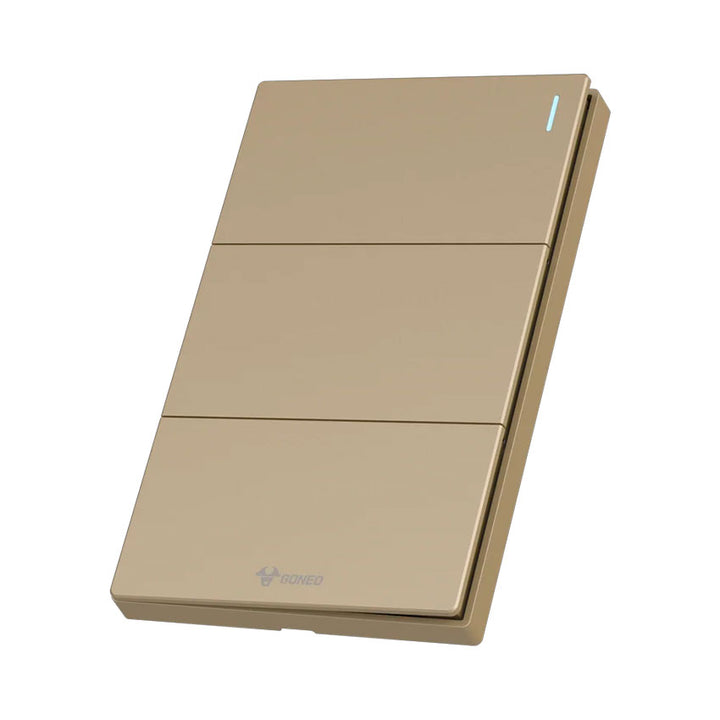 Interruptor con 3 Apagadores Dorado Goneo
