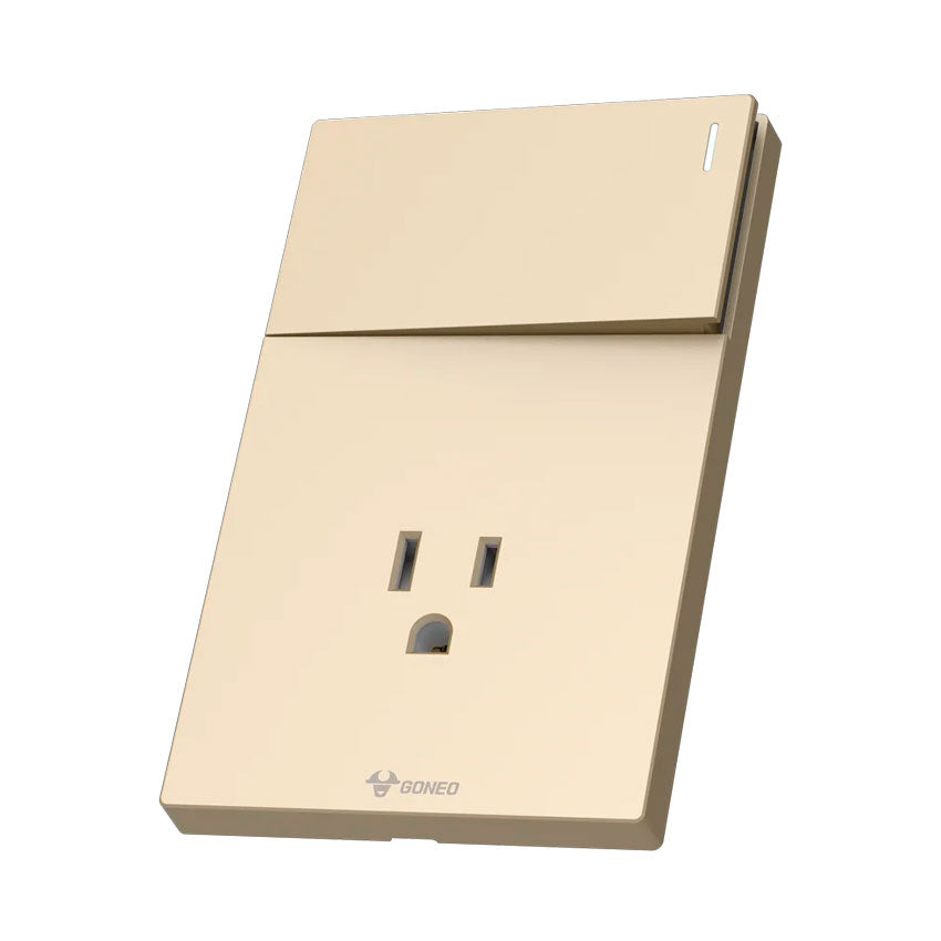 Interruptor y Tomacorriente 1 y 1 Dorado Goneo