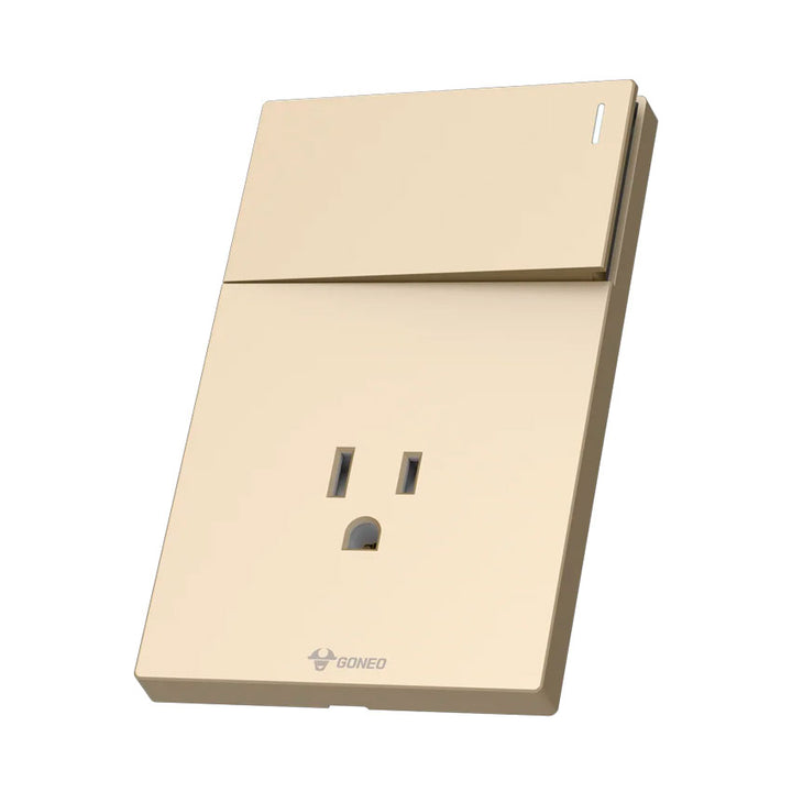 Interruptor y Tomacorriente 1 y 1 Dorado Goneo