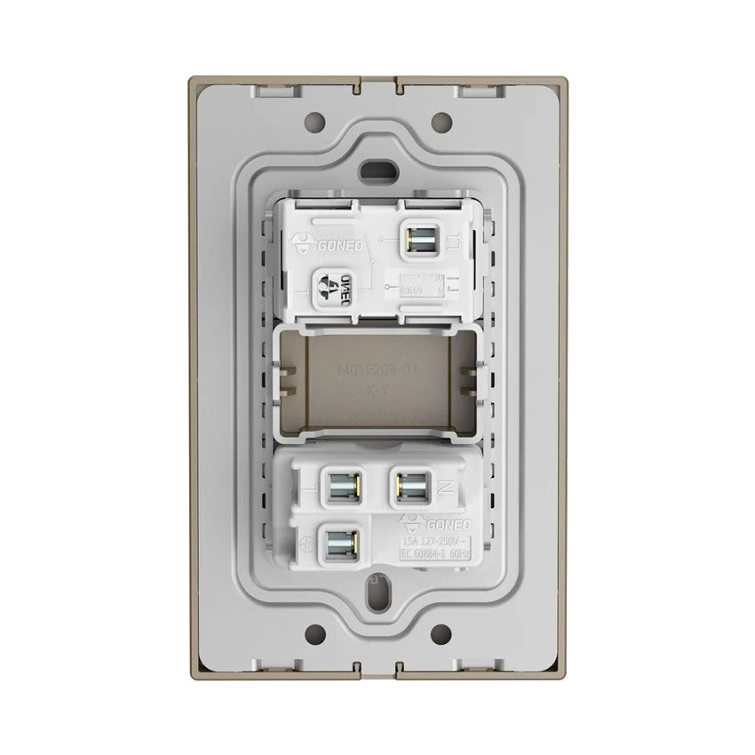 Interruptor y Tomacorriente 1 y 1 Dorado Goneo