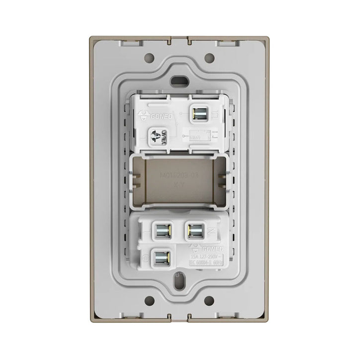 Interruptor y Tomacorriente 1 y 1 Dorado Goneo