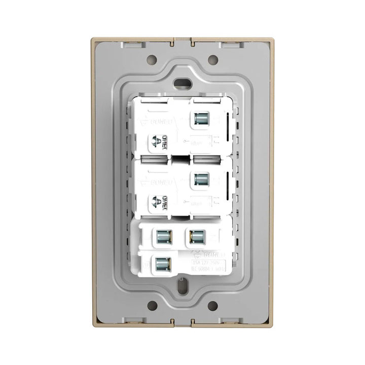 Interruptor y Tomacorriente 2 y 1 Dorado Goneo