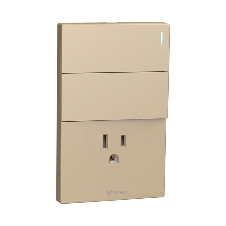 Interruptor y Tomacorriente 2 y 1 Dorado Goneo