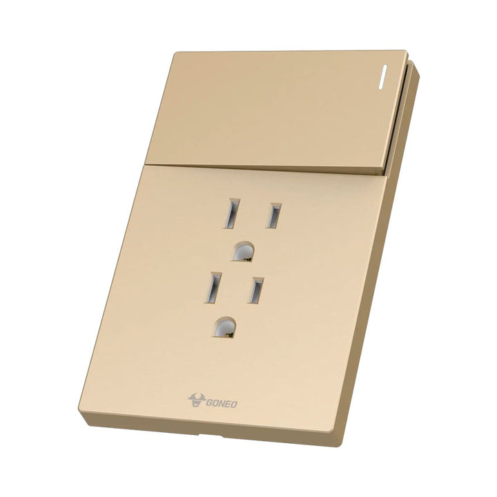 Interruptor y Tomacorriente 1 y 1 Dorado Goneo