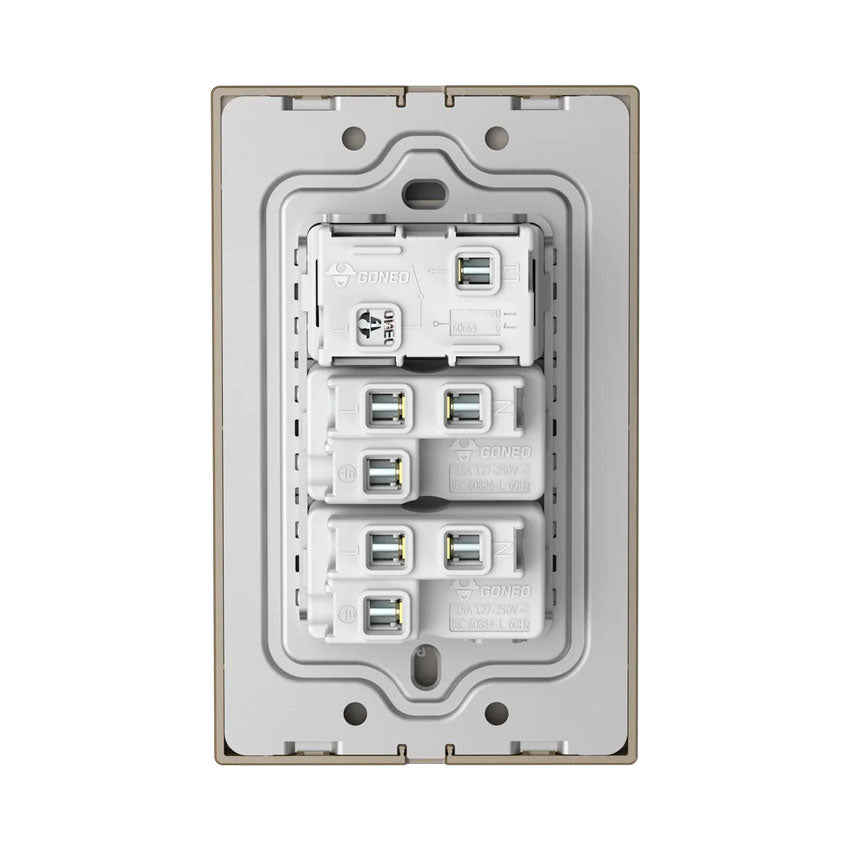 Interruptor y Tomacorriente 1 y 1 Dorado Goneo