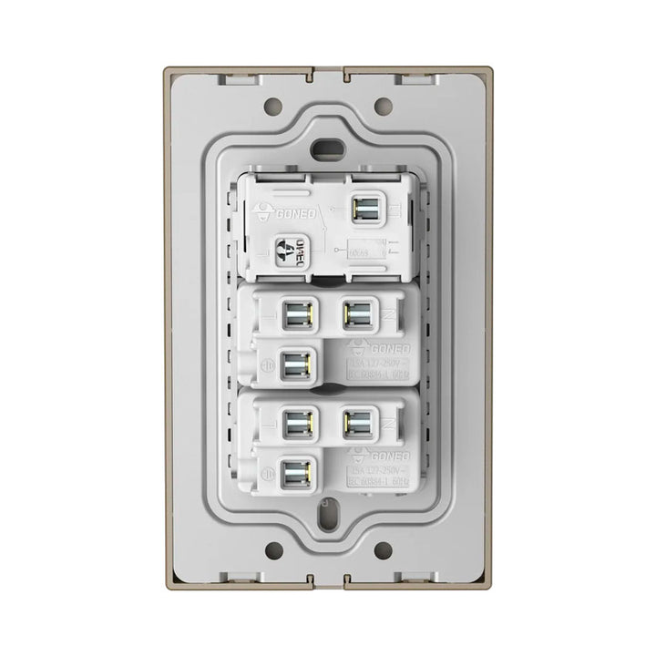 Interruptor y Tomacorriente 1 y 1 Dorado Goneo