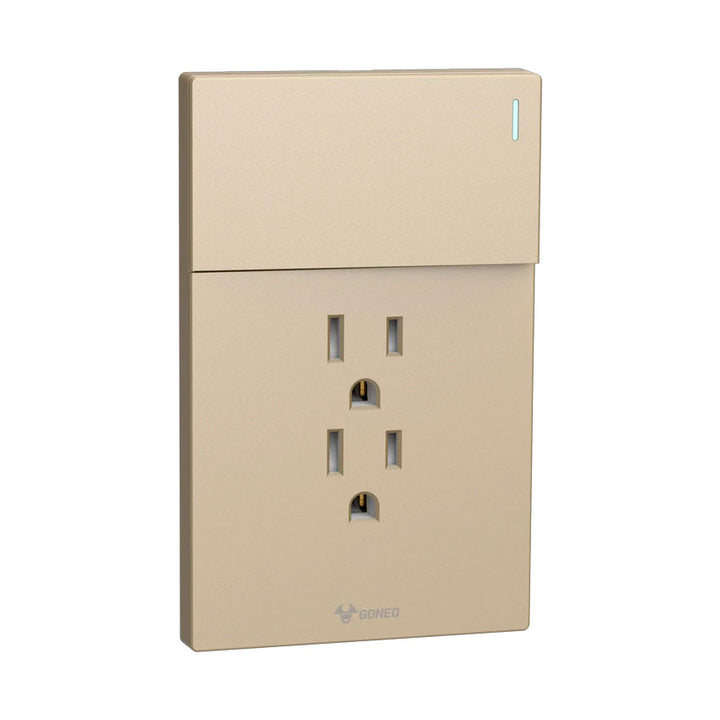 Interruptor y Tomacorriente 1 y 2 Dorado Goneo