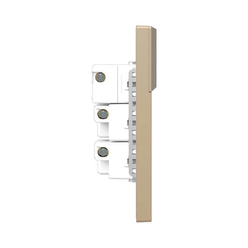 Interruptor y Tomacorriente 1 y 2 Dorado Goneo