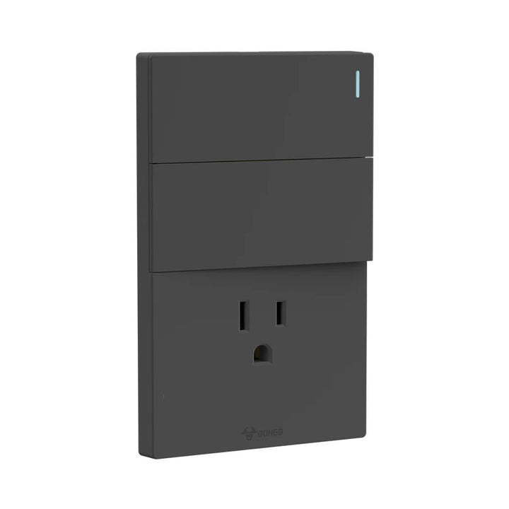 Interruptor y Tomacorriente 2 y 1 Negro Goneo
