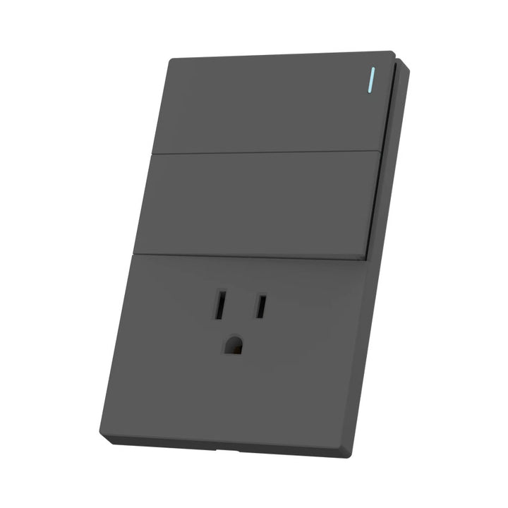 Interruptor y Tomacorriente 2 y 1 Negro Goneo