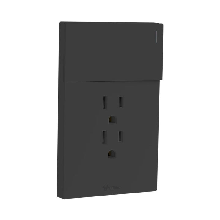 Interruptor y Tomacorriente 1 y 1 Negro Goneo