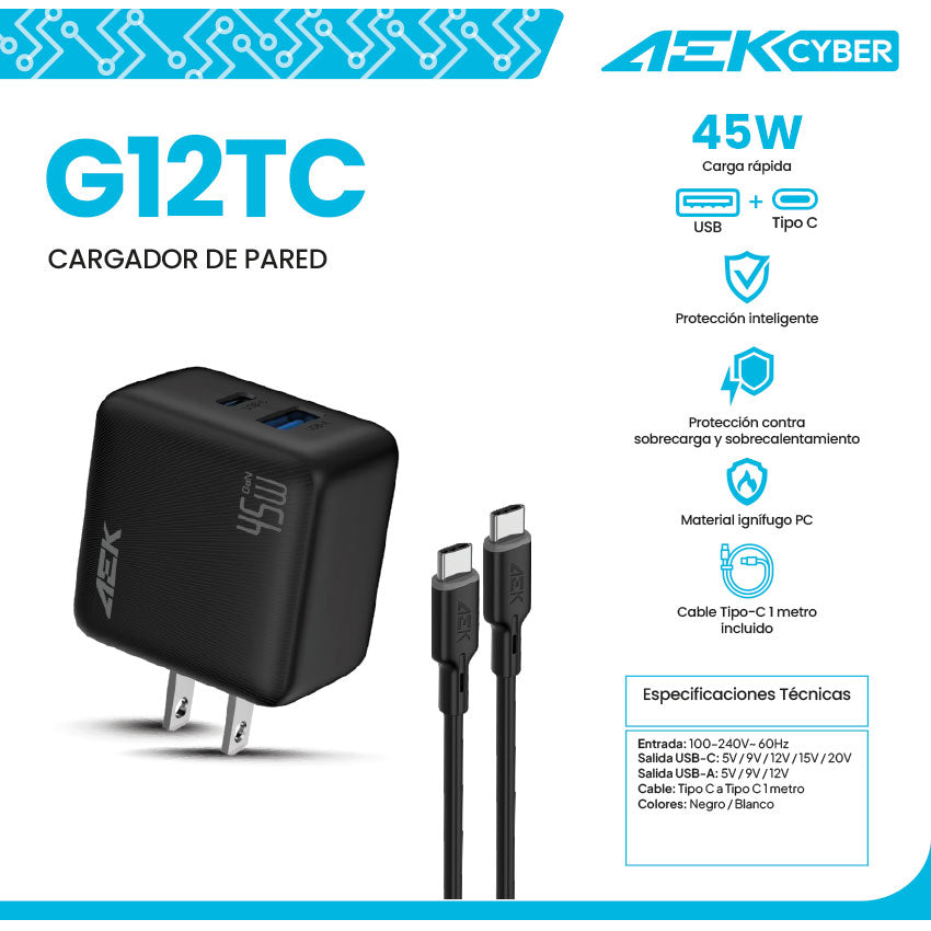 Adaptador Ac Usb Aek 45w C/cable Usb Tipo " C"