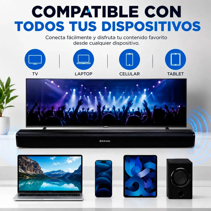 Linkbits Sound Bar 10 Watts Bt. Usb, Tarjeta Tf , Aux y Radio Fm