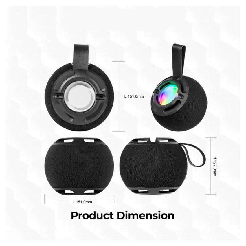 KTS KTS-2479 BOCINA BLUETOOTH 2" WATERPROOF ESFERA COLOR NEGRO