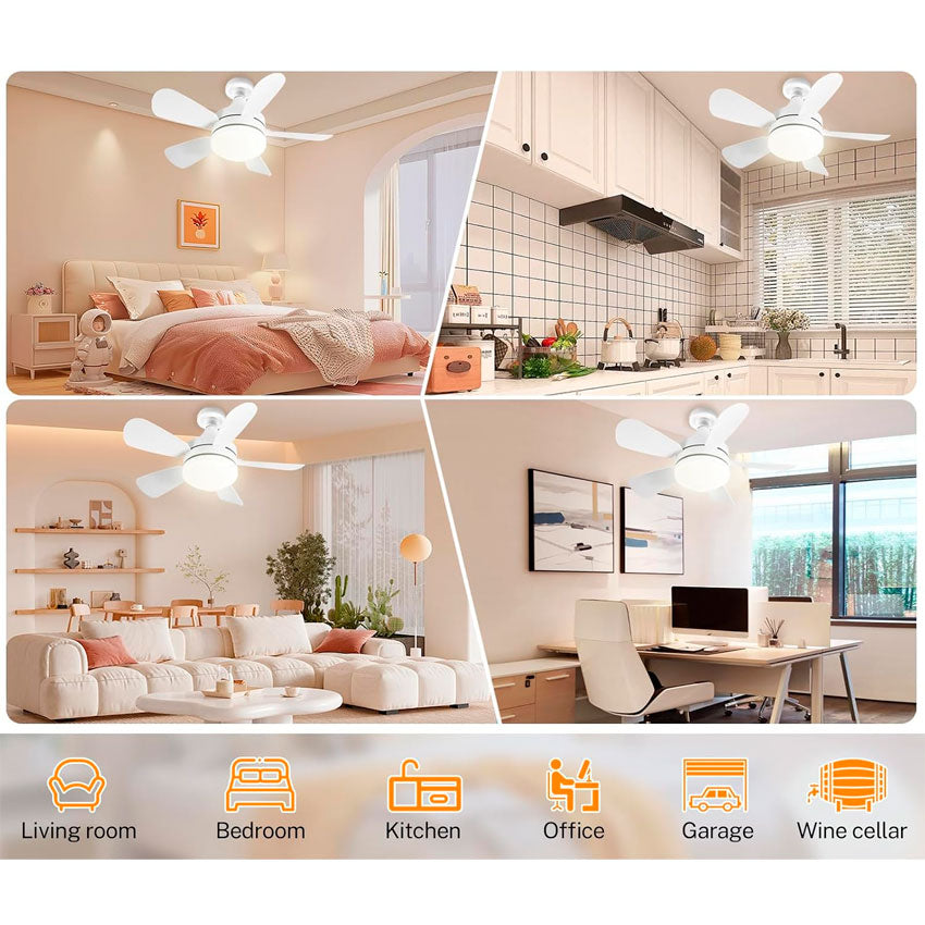 Lampara con Ventilador 5 Aspas Desmontables 35w Tianlai