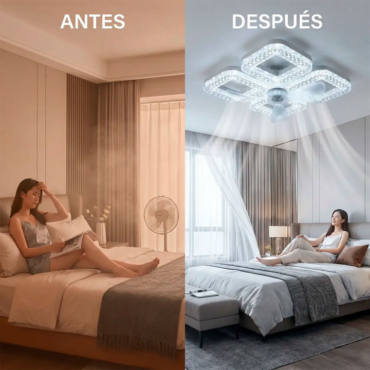 Lampara Led con Ventilador 60w 4 Focos Cuadrados Tianlai