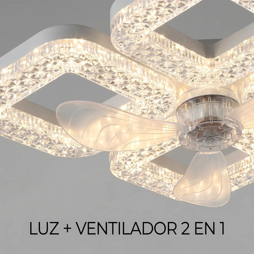 Lampara Led con Ventilador 60w 4 Focos Cuadrados Tianlai