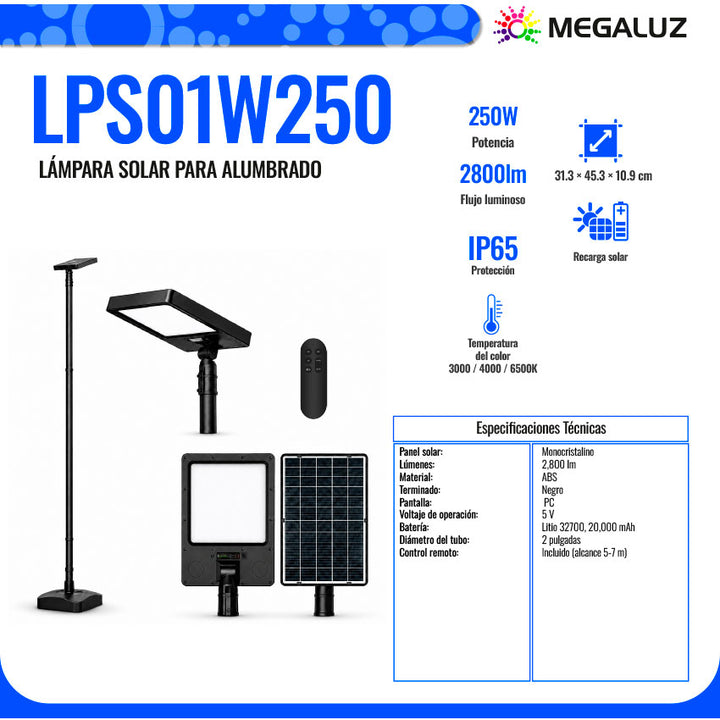 Megaluz Lampara de Pie Solar 3 Temperaturas