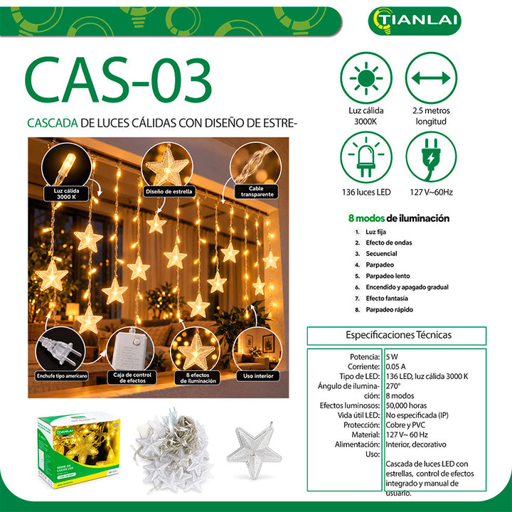 Luces Navideñas Cascada Tianlai Cas-03