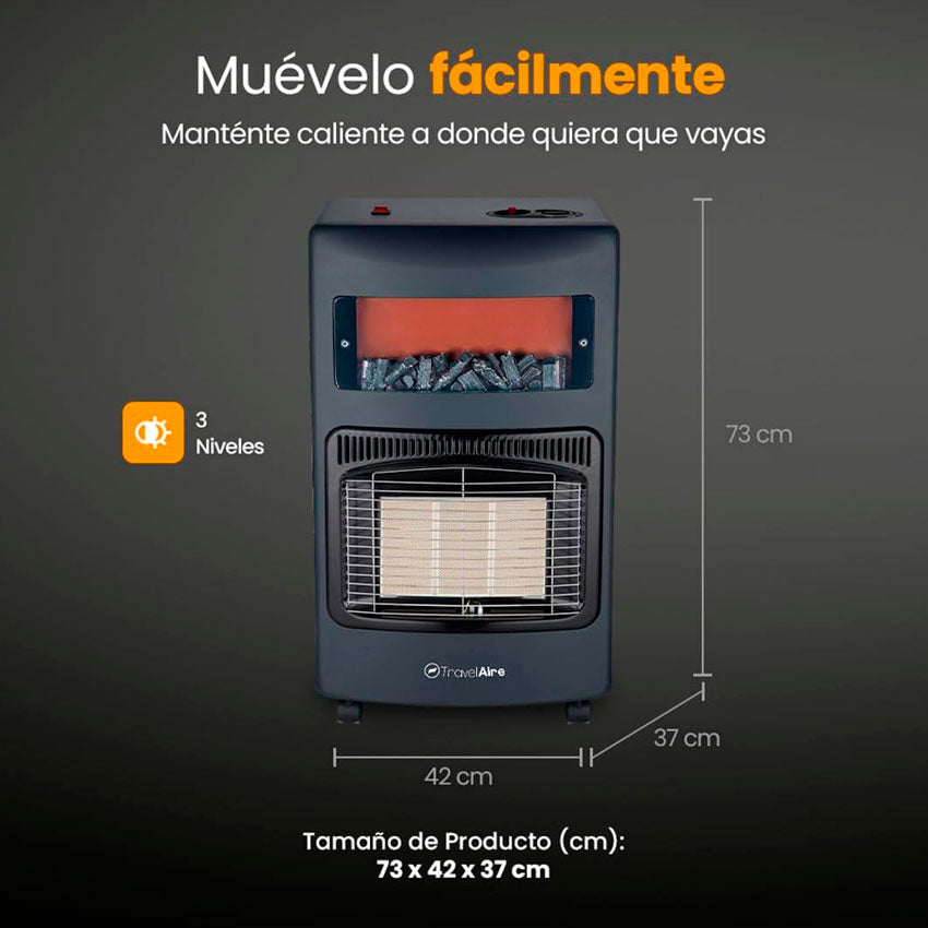 Calefactor de Gas Lp con Pantalla Chimenea Travelaire