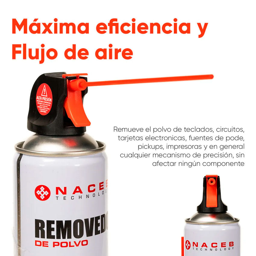 Naceb Aire Comprimido 440ml para Limpieza de Computadoras y Electrónicos