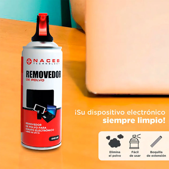 Naceb Aire Comprimido 440ml para Limpieza de Computadoras y Electrónicos