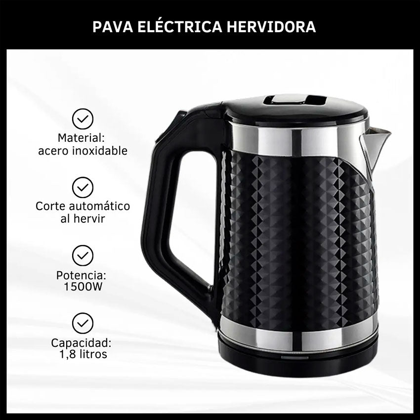 Hervidor de Agua 1.8 Lts Negro Gris Taurus