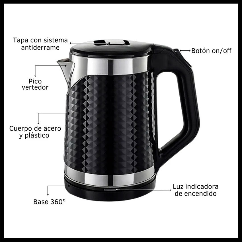 Hervidor de Agua 1.8 Lts Negro Gris Taurus