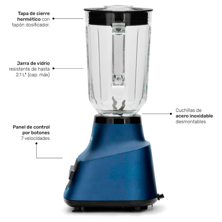 Licuadora Vaso Vidrio 2.1 Lts Azul Taurus