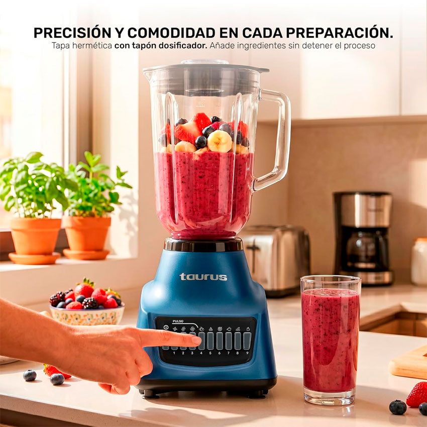 Licuadora Vaso Vidrio 2.1 Lts Azul Taurus