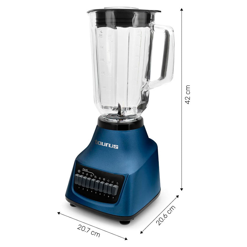 Licuadora Vaso Vidrio 2.1 Lts Azul Taurus