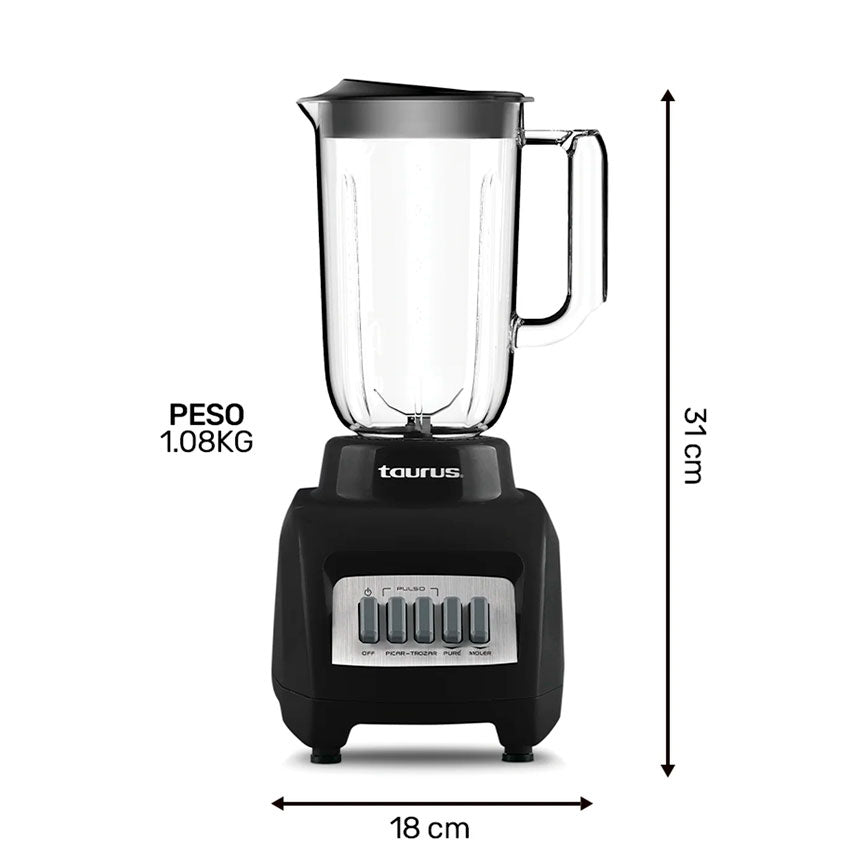 TAURUS LICUADORA GRANITE PLATINUM 1.5L 350W 4 VELOCIDADES VASO DE VIDRIO