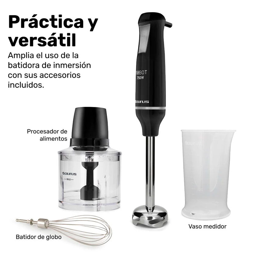 TAURUS BATIDORA DE INMERSION ROBOT 750 INOX COMPLETE