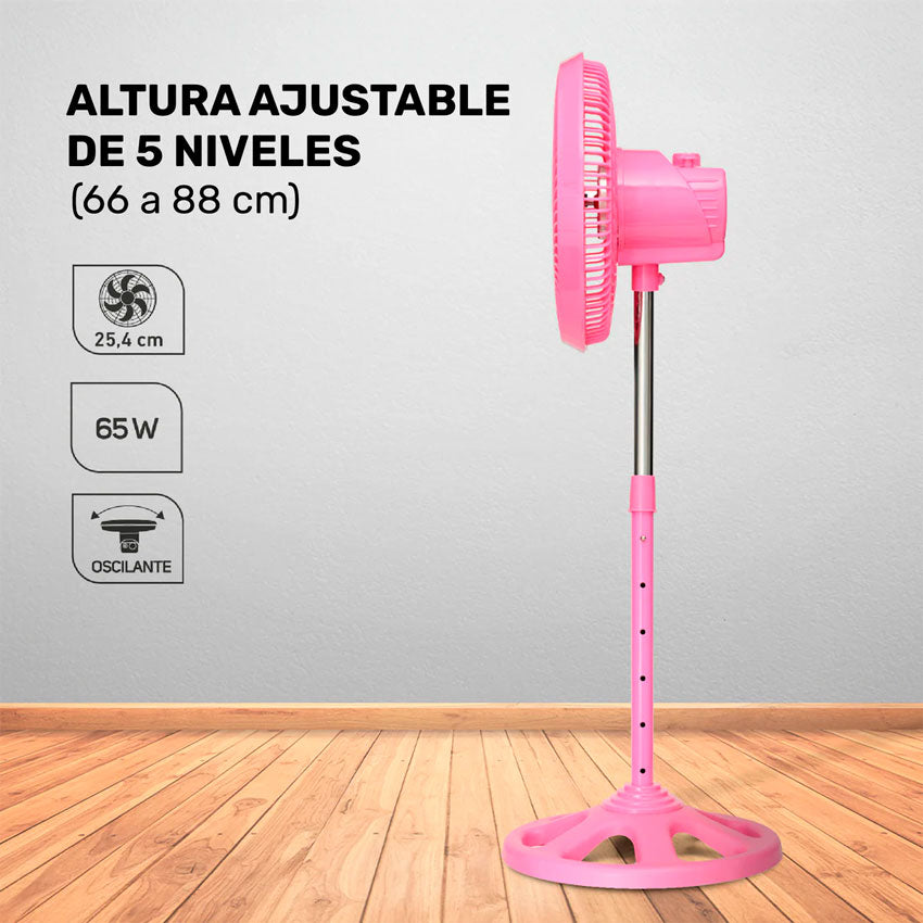 TAURUS VENTILADOR DE PEDESTAL 10 PULG PRACTIKA ROSA