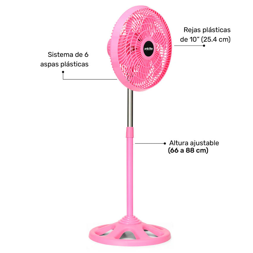 TAURUS VENTILADOR DE PEDESTAL 10 PULG PRACTIKA ROSA