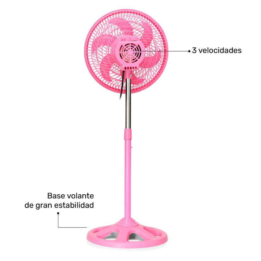 TAURUS VENTILADOR DE PEDESTAL 10 PULG PRACTIKA ROSA