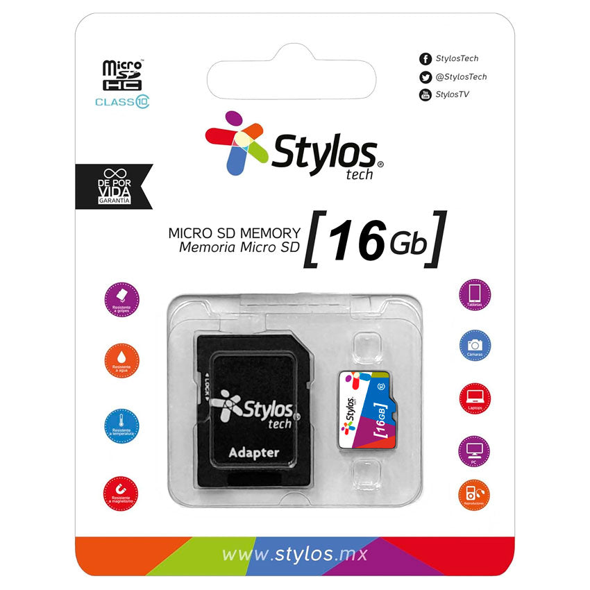 MEMORIA MICRO SD 16GB STYLOS