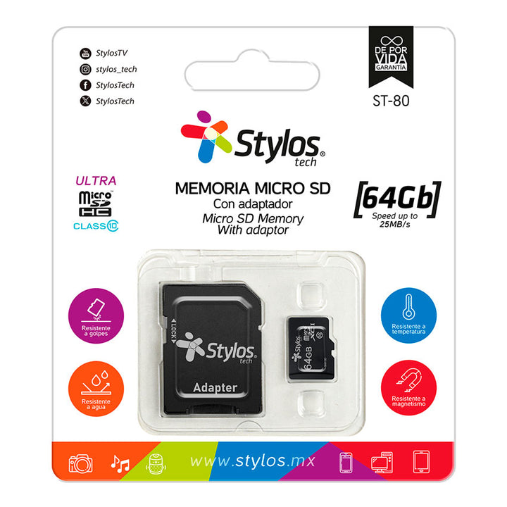 Stylos Memoria Micro Sd 64gb