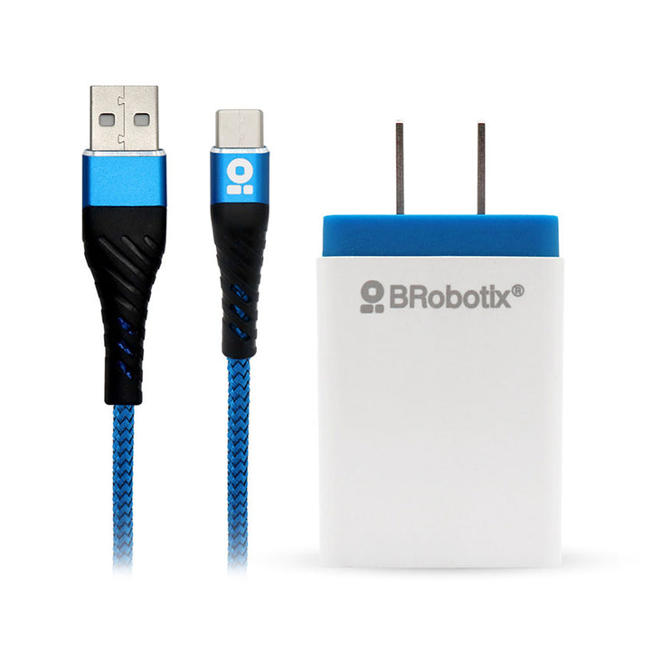 ADAPTADOR AC USB BROBOTIX CON CABLE USB TIPO C AZUL 963332