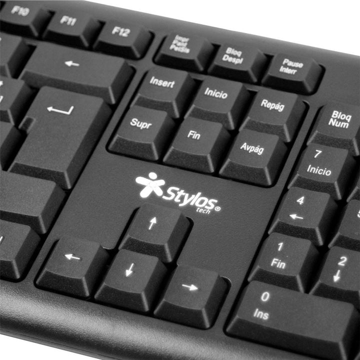 TECLADO STYLOS STPTEC4B, INALÁMBRICO, RF INALÁMBRICO + USB, NEGRO