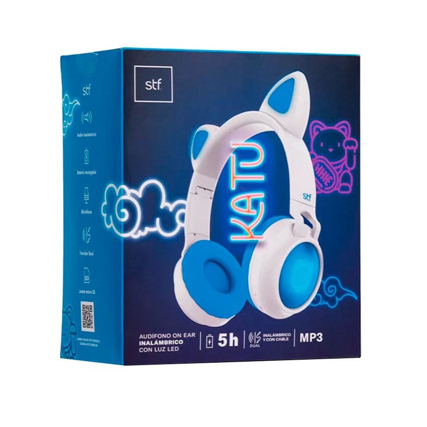 STF AUDIFONOS BLUETOOTH KATU BLANCO/AZUL "G"