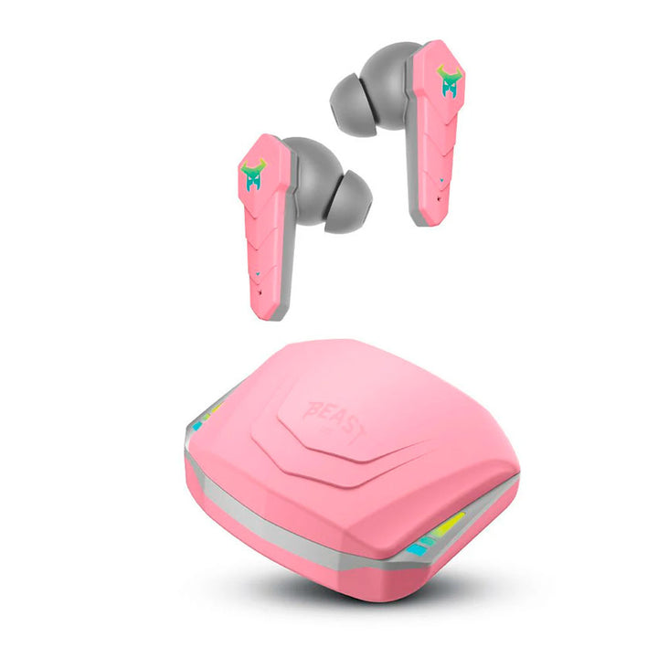 STF AUDIFONOS GAMING INALÁMBRICOS TRUE WIRELESS MUSPELL ROSA, RGB, 48 HORAS DE BATERÍA