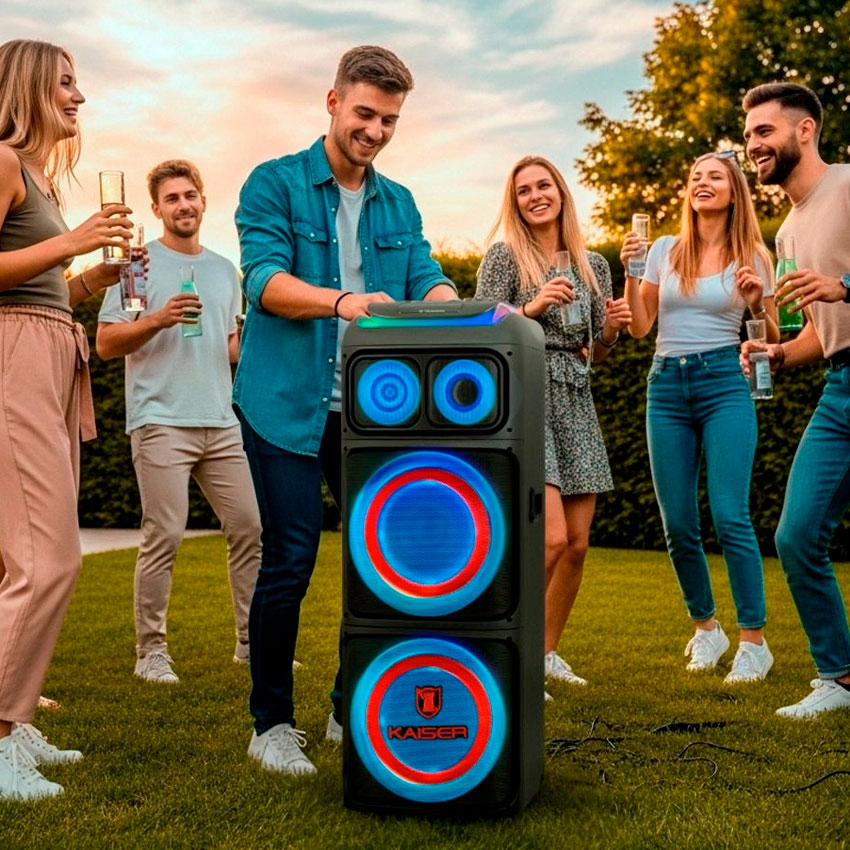 KSR BAFLE ONE BODY 2X12" 50,000 W PMPO EFECTOS DE LUZ ECUALIZADOR