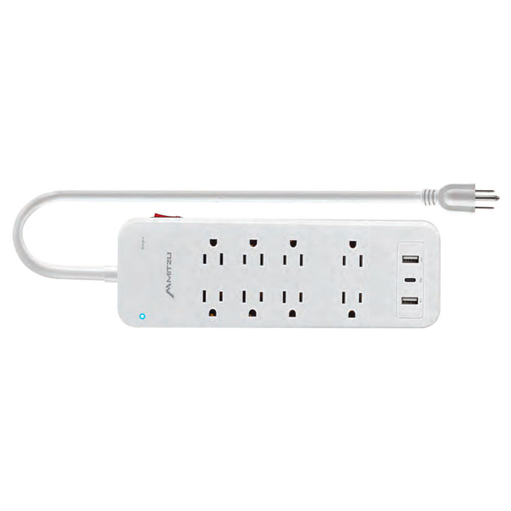 ENCHUFE 8 MULTICONTACTOS / 2 USB / 1 TIPO-C MITZU 76 CM (11-2024)