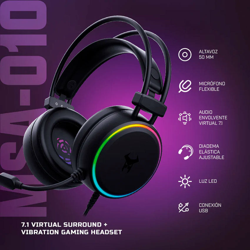 STF AUDÍFONOS GAMER BEAST MSA-010 – SONIDO 7.1 DIGITAL LUZ LED