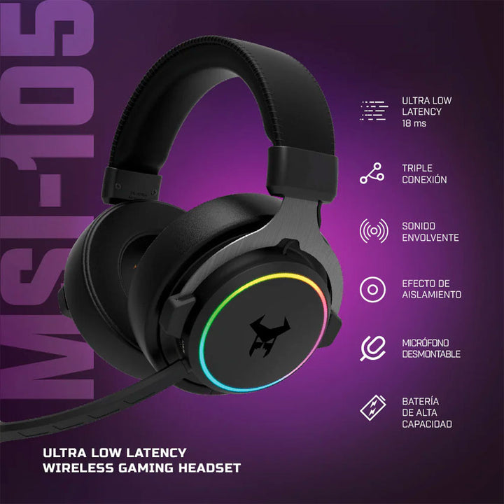 STF AUDIFONOS GAMER INALÁMBRICOS BEAST MSI-105 LUCES RGB 12 HORAS DE USO